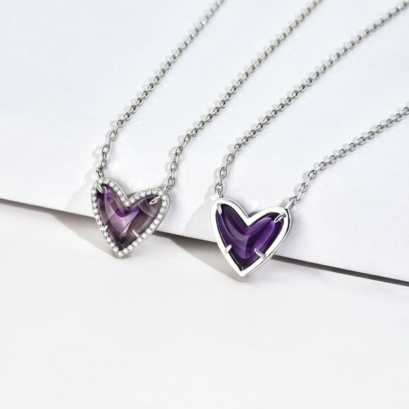 Natural Stone Moissanite Heart Teardrop Irregular Necklace for Women Rose Quartz - Picture 2 of 8